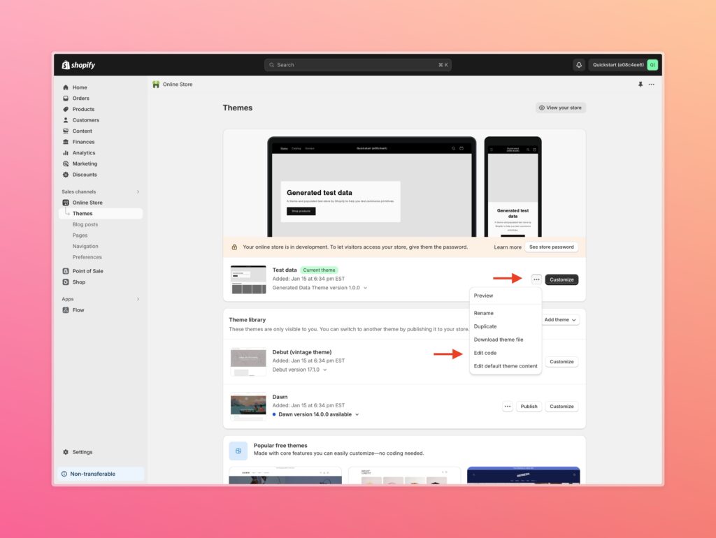 Quickstart e08c4ee6 Themes Shopify